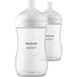 Avent - Mamadeira Natural 2Pk com bico de resposta natural, transparente, 11 onças