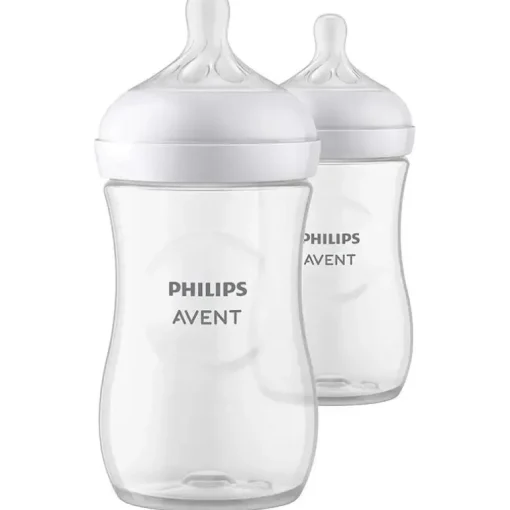 Avent - Mamadeira Natural 2Pk com bico de resposta natural, transparente, 11 onças