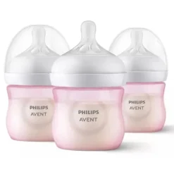 Avent - Mamadeira Natural 3Pk com bico de resposta natural, rosa, 4 onças