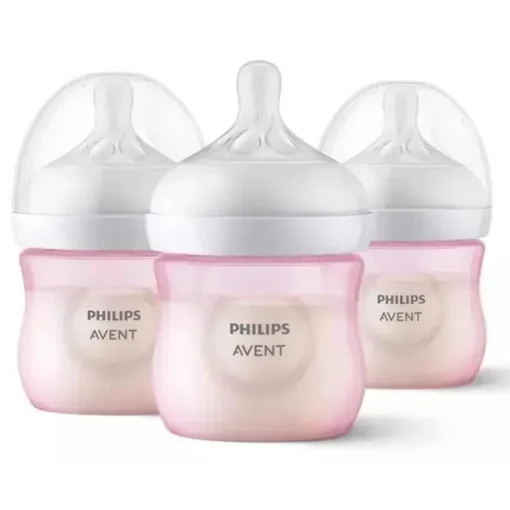 Avent - Mamadeira Natural 3Pk com bico de resposta natural, rosa, 4 onças