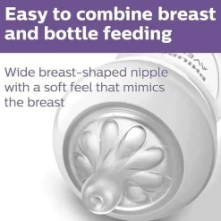 Avent - mamadeira natural 2 unidades com bico de resposta natural, transparente, 4 onças