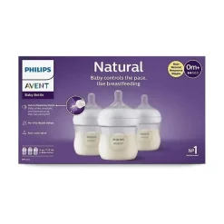 Avent - Mamadeira Natural 3Pk com bico de resposta natural, transparente, 4 onças