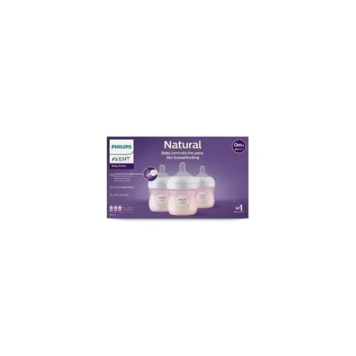 Avent - Mamadeira Natural 3Pk com bico de resposta natural, rosa, 4 onças