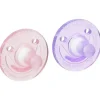 Avent - 2Pk Soothie, 0/3M, Rosa/Roxo