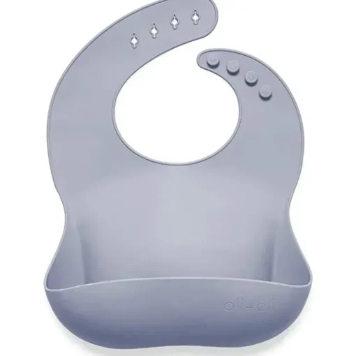 Babador de bebê de silicone Ali + Oli enrola e fica fechado (pedra)
