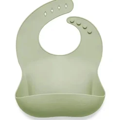 Babador de bebê de silicone Ali + Oli enrola e fica fechado (sálvia clara)