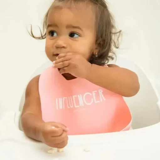Babador de bebê de silicone Bella Tunno Influencer, rosa