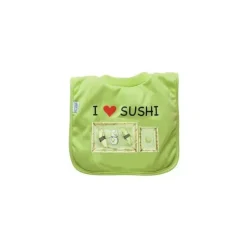 Babador de comida de brotos verdes, eu amo sushi