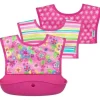 Babador de manga comprida I-Play bico verde Snap &amp; Go, campo de flores rosa, tamanho 6-18M