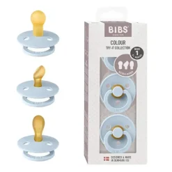 Babadores - chupetas de 0 a 6 meses, chupetas de 3 unidades, bico simétrico sem BPA, azul bebê