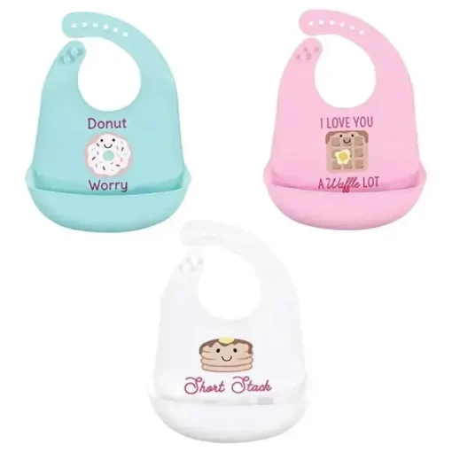 Babadores de silicone para bebês Baby Vision, rosquinhas de tamanho único (3PK)