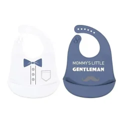 Babadores de silicone para bebês Baby Vision, tamanho único pequeno cavalheiro da mamãe (2PK)