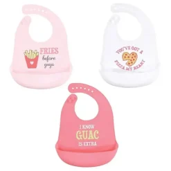 Babadores de silicone para bebês Baby Vision, batatas fritas de tamanho único antes dos rapazes (3PK)
