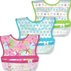 Babadores Iplay - Snap &amp; Go Wipe-Off (3Pk), Rosa Shell Floral, 9-18 meses