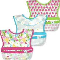 Babadores Iplay - Snap &amp; Go Wipe-Off (3 unidades), floral de frutas rosa, 9-18 meses