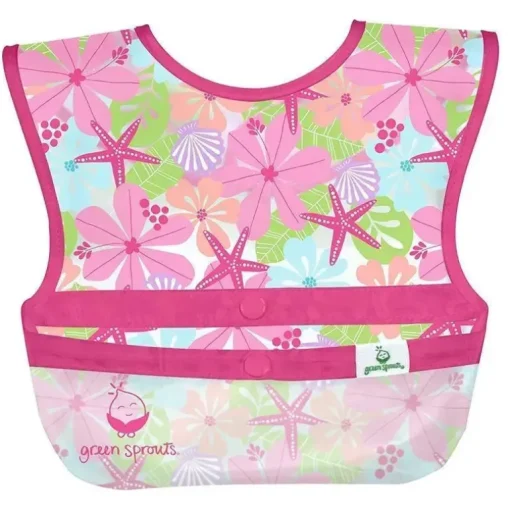 Babadores Iplay - Snap &amp; Go Wipe-Off (3Pk), Rosa Shell Floral, 9-18 meses