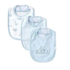 Babadores Little Me Safari 3Pk tamanho único - azul