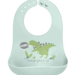 Babadores Stephen Joseph 100% silicone para meninos, Dino