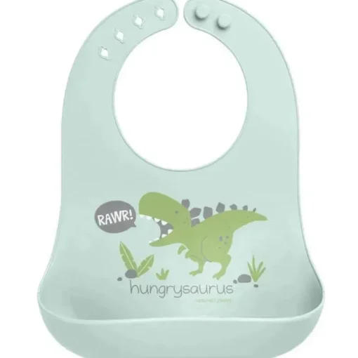 Babadores Stephen Joseph 100% silicone para meninos, Dino