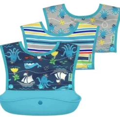 Babete de manga comprida com bicos verdes I-Play, Aqua Pirate, tamanho 6-18M