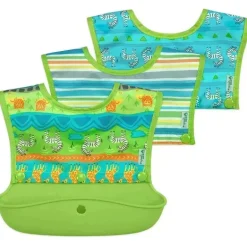 Babete de manga comprida com bicos verdes I-Play Snap &amp; Go, Safari verde, tamanho 6-18M