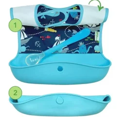 Babete de manga comprida com bicos verdes I-Play, Aqua Pirate, tamanho 6-18M
