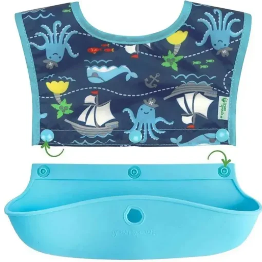 Babete de manga comprida com bicos verdes I-Play, Aqua Pirate, tamanho 6-18M