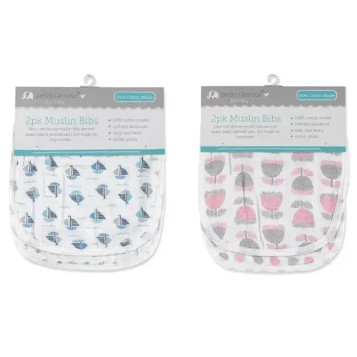 Babete de musselina Petite L'Amour com 2 unidades - as cores podem variar