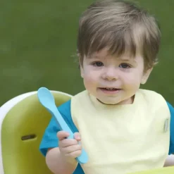 Babetes infantis secos com brotos verdes pacote com 10, azul 3-12M