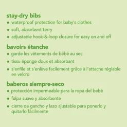 Babetes para bebês secos com brotos verdes, pacote com 10