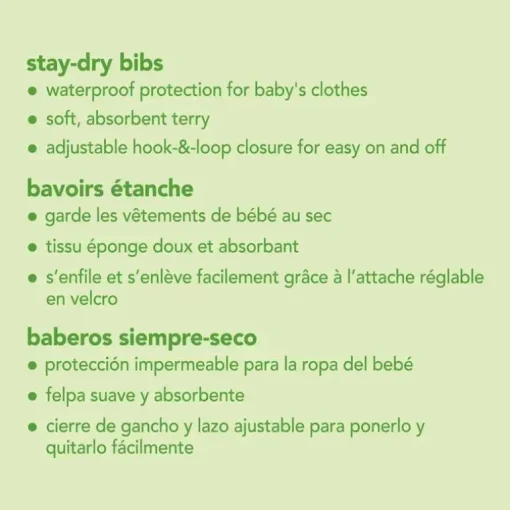 Babetes para bebês secos com brotos verdes, pacote com 10