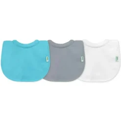 Babetes Stay Dry com 3 Pacotes de Brotos Verdes - Aqua e Cinza