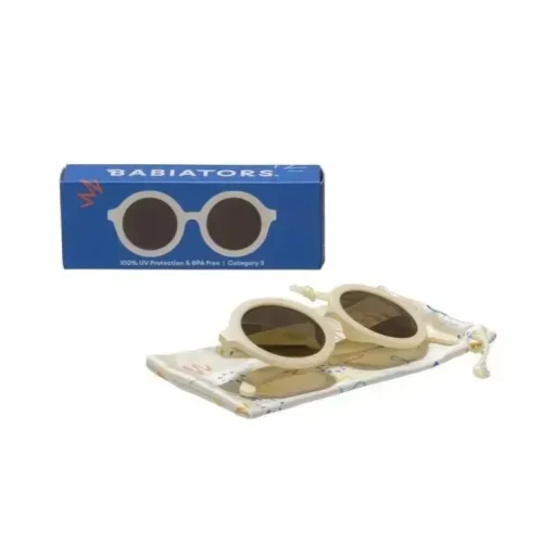 Babiators - Óculos de sol Euro Round Sweet Cream Baby Lentes Âmbar | 0-2 anos de idade