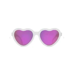Babiators - The Sweetheart Wicked White Heart Shaped W/ Polarized Pink Lens Mirror óculos de sol bebê - Idade 0-2
