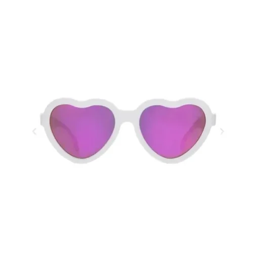 Babiators - The Sweetheart Wicked White Heart Shaped W/ Polarized Pink Lens Mirror óculos de sol bebê - Idade 0-2