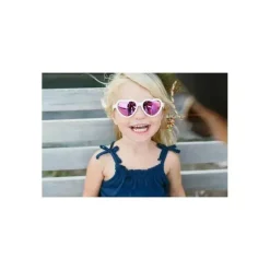 Babiators - The Sweetheart Wicked White Heart Shaped W/ Polarized Pink Lens Mirror óculos de sol bebê - Idade 0-2