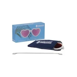 Babiators - The Sweetheart Wicked White Heart Shaped W/ Polarized Pink Lens Mirror óculos de sol bebê - Idade 0-2