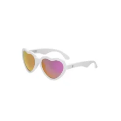 Babiators - The Sweetheart Wicked White Heart Shaped W/ Polarized Pink Lens Mirror óculos de sol bebê - Idade 0-2
