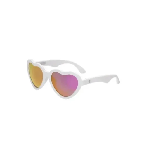 Babiators - The Sweetheart Wicked White Heart Shaped W/ Polarized Pink Lens Mirror óculos de sol bebê - Idade 0-2