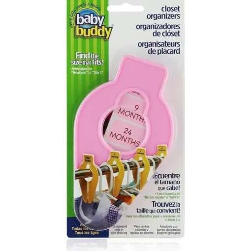 Baby Buddy - 5 unidades de organizadores de armário tamanho grande, rosa