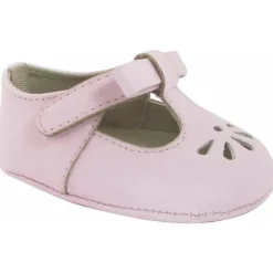 Baby Deer - Alça em T tipo couro macio para bebê com laço e perfuração, rosa