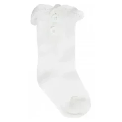 Baby Deer - Baby Girl Ivory Boot Sock With Lace Trim