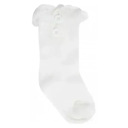 Baby Deer - Baby Girl Ivory Boot Sock With Lace Trim