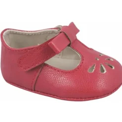 Baby Deer - Baby Girl Red Velvet T-Strap Sandal With Ankle Strap