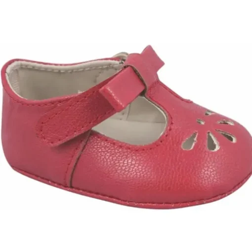 Baby Deer - Baby Girl Red Velvet T-Strap Sandal With Ankle Strap