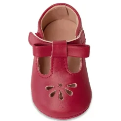 Baby Deer - Baby Girl Red Velvet T-Strap Sandal With Ankle Strap