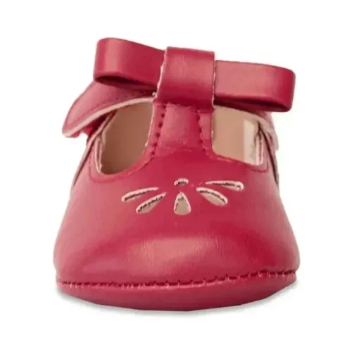 Baby Deer - Baby Girl Red Velvet T-Strap Sandal With Ankle Strap