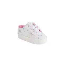 Baby Deer - Baby Twill Twill Metallic Star, White