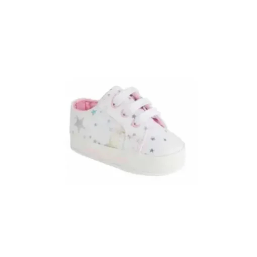 Baby Deer - Baby Twill Twill Metallic Star, White