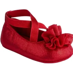 Baby Deer - Red Shimmer Pu One-Strap Skimmer W/Shimmer Chiffon Flower Orn